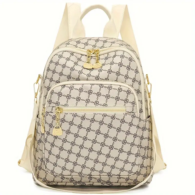 Geniş Kapasiteli Ayarlanabilir Askılı Geometrik Desenli Kadın Sırt Çantası
