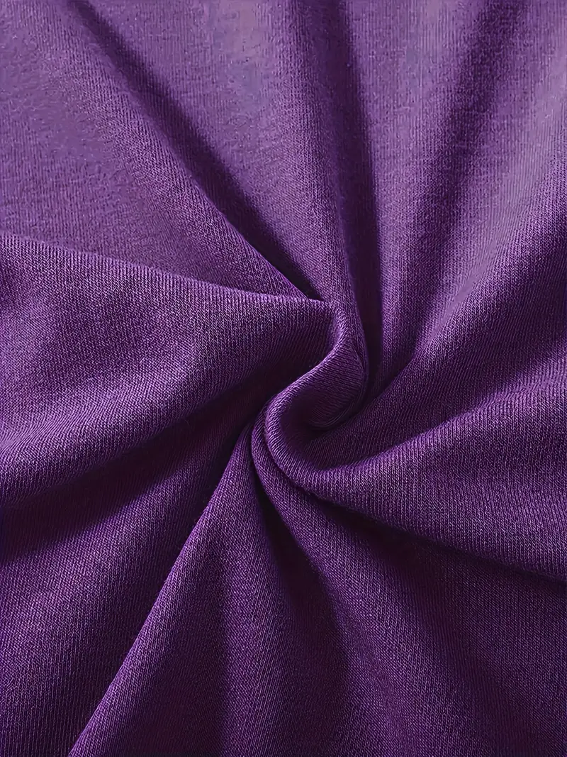 Yuvarlak Yaka Dokuma Slim Fit Mor T-Shirt