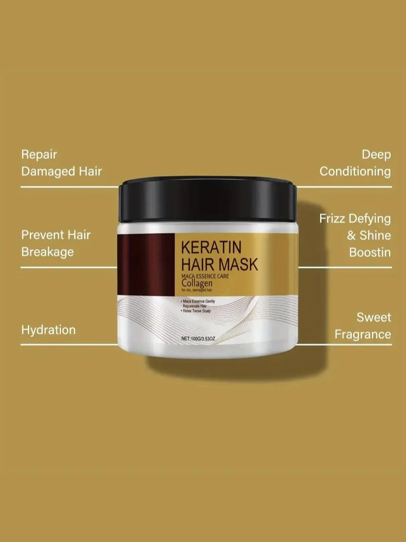 Keratin Saç Maskesi 2’li Paket İpeksi ve Pürüzsüz Saçlar İçin Nemlendirici Onarım Özellikli