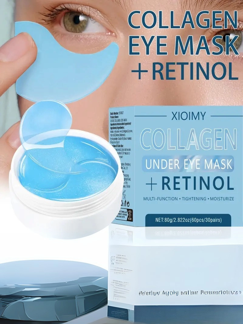 60 adet Kollajen & Retinol Göz Altı Maskeleri Nemlendirici ve Sıkılaştırıcı Hipoalerjenik Çok Fonksiyonlu