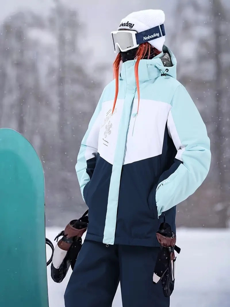 Tam Takım Kadın Kayak Kıyafeti Fermuarlı Polyester Dış Mekan Kış Spor Ekipmanı ile Şapka Ceketi Esnemez Kumaş, Pantolon, Kayak ve Snowboard İçin Uygun