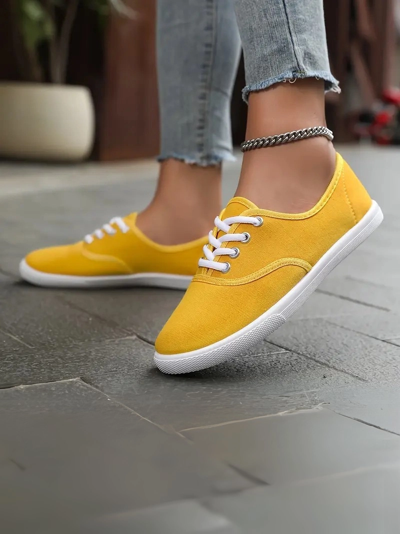 Düşük Tabanlı Bağcıklı Hafif ve Rahat Günlük Kullanım İçin Yeşil Kadın Sneaker