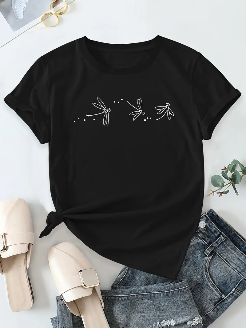 Yuvarlak Yaka Dokuma Slim Fit Siyah T-Shirt