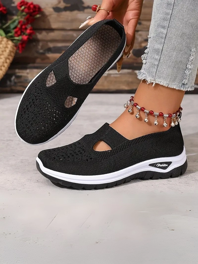 Örgü Desenli Topuksuz Düz Günlük Kullanım İçin Rahat ve Sade Yeşil Kadın Sneaker