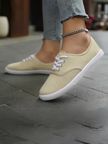 Düşük Tabanlı Bağcıklı Hafif ve Rahat Günlük Kullanım İçin Pembe Kadın Sneaker