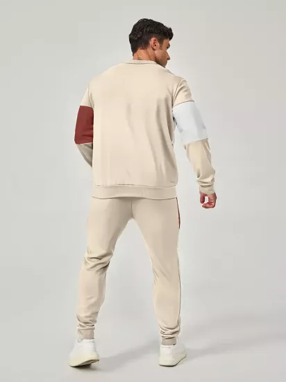 Günlük Bisiklet Yaka Sweatshirt & Jogger Takımı Renk Bloklu, Polyester Karışımı, Makinede Yıkanabilir - İlkbahar/Sonbahar için Mükemmel