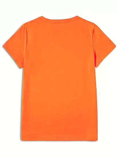 Yuvarlak Yaka Dokuma Slim Fit Turuncu T-Shirt