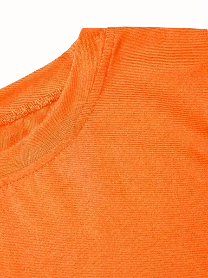 Yuvarlak Yaka Dokuma Slim Fit Turuncu T-Shirt