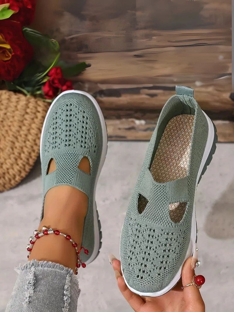 Örgü Desenli Topuksuz Düz Günlük Kullanım İçin Rahat ve Sade Mavi Kadın Sneaker
