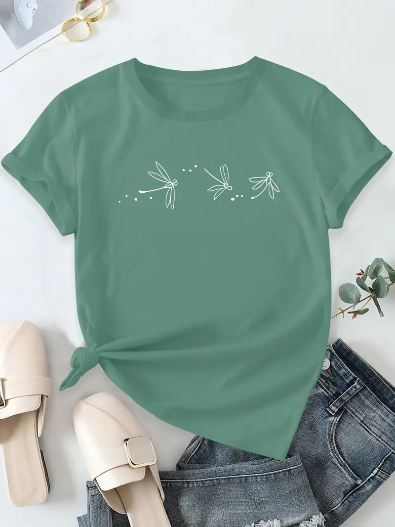 Yuvarlak Yaka Dokuma Slim Fit Yeşil T-Shirt