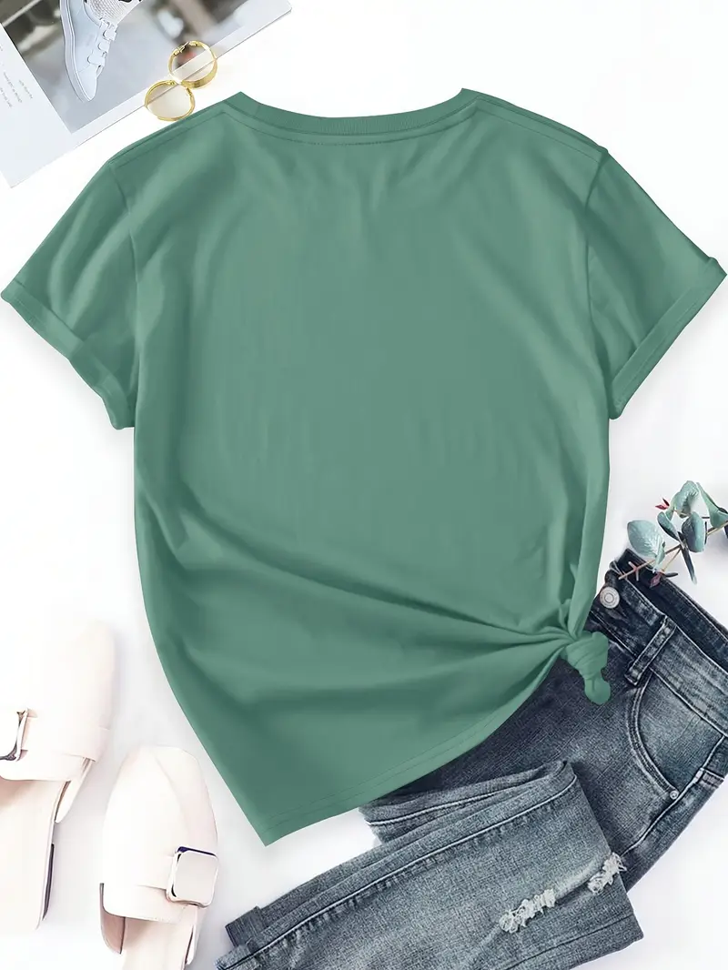 Yuvarlak Yaka Dokuma Slim Fit Yeşil T-Shirt